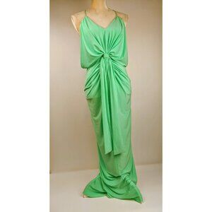 MISA Los Angeles Dress Small Green Maxi Domino Tie Front Spaghetti Straps